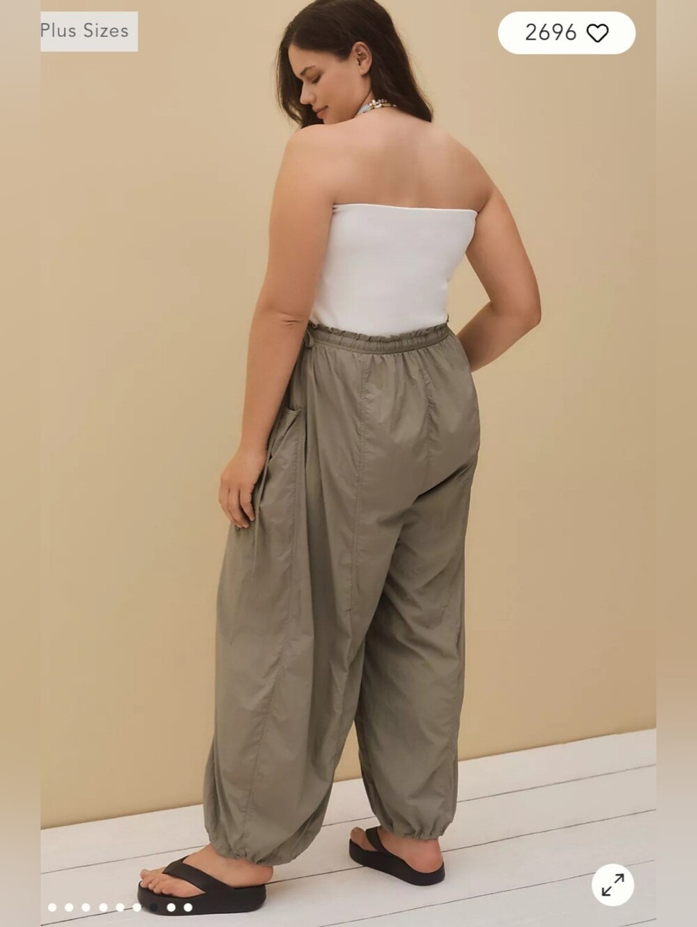 Women's Olive Green Wide-Leg Jumpsuit with White Bodice XLP - Picture 3 of 9